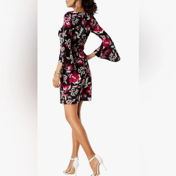 I.N.C.  Size M Printed Bell-Sleeve Dress /Floral Pattern - Picture 1 of 11